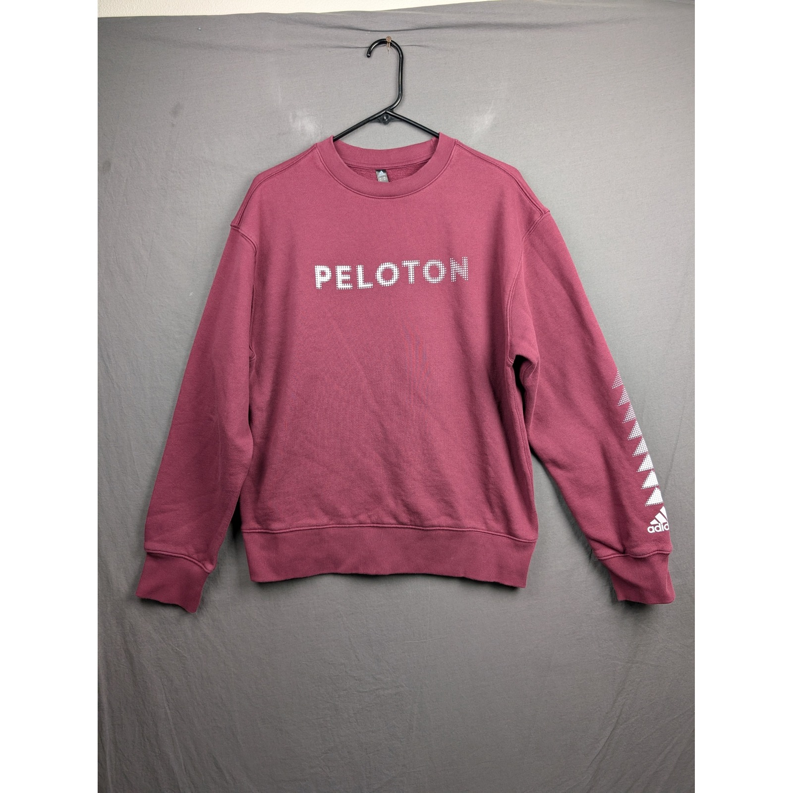 Adidas X Peloton Mens Crewneck Sweatshirt Maroon Graphic Pullover Medium